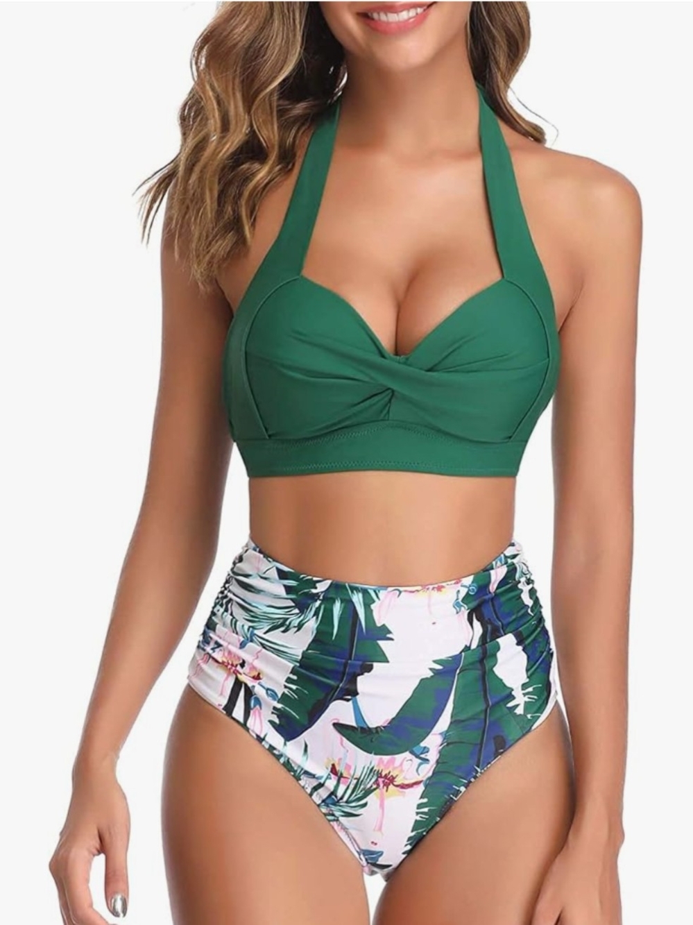 Emerald Halter High-Waist Bikini Set - Women Swim